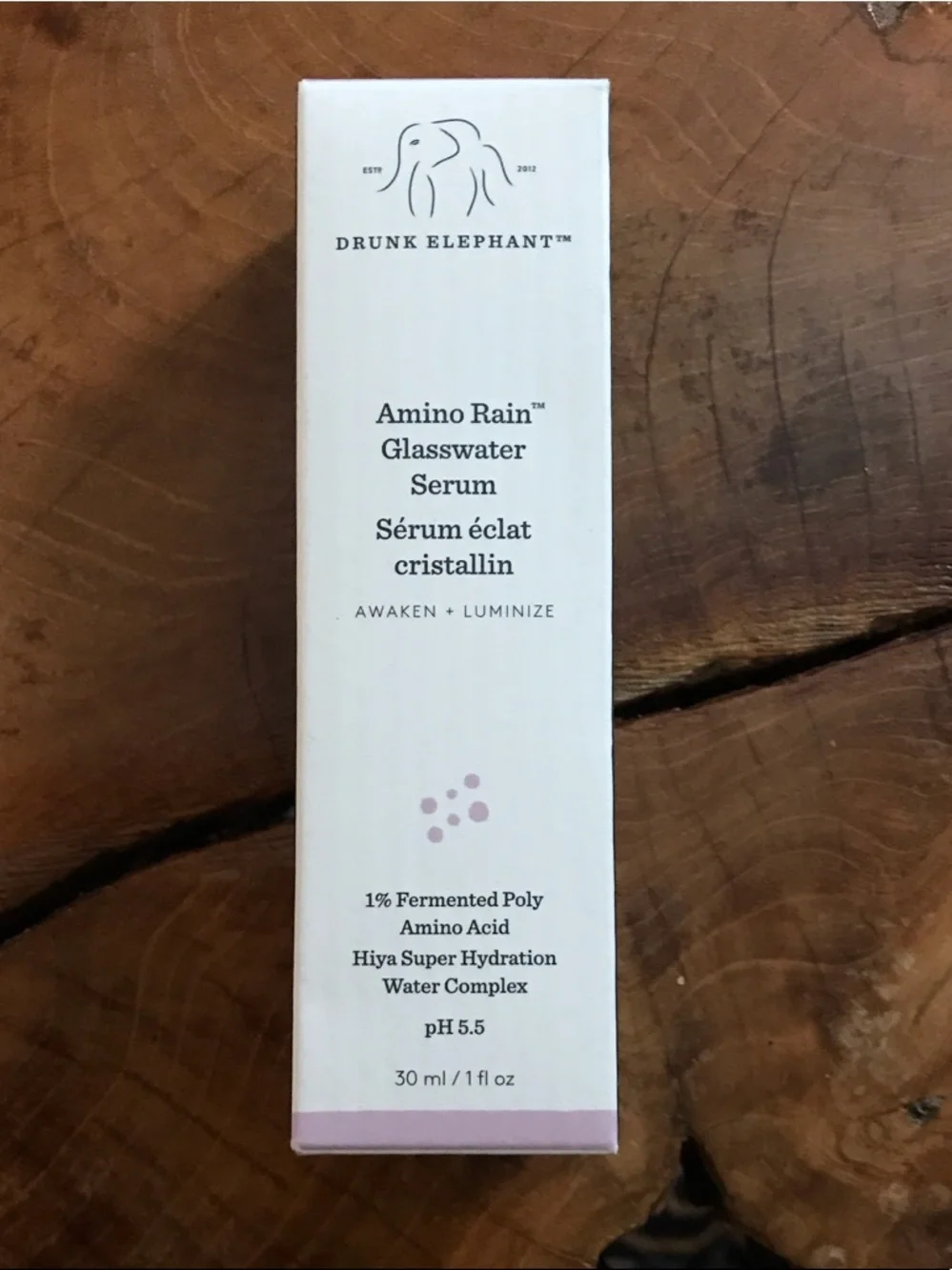 Drunk Elephant Amino Rain Glasswater Serum — White with Pale Pink Accent